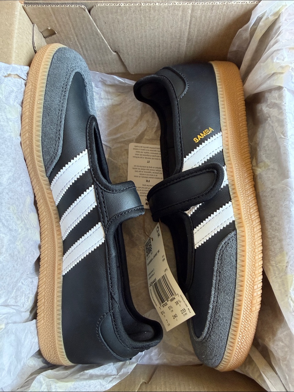 adidas Samba-Jane Sneakers Black with White Stripes - Picture 5 of 8